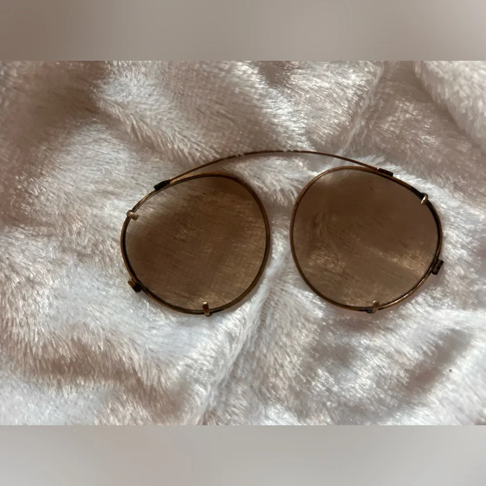 Vintage Dorr Optical Brass Clip-On Sunglasses With Case